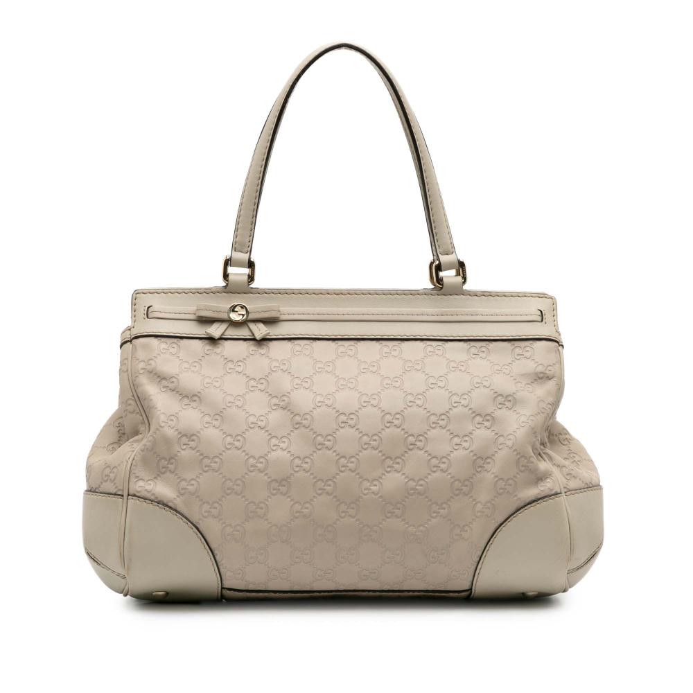 Gucci B Gucci Brown Light Beige Calf Leather Guccissima Mayfair Tote Italy