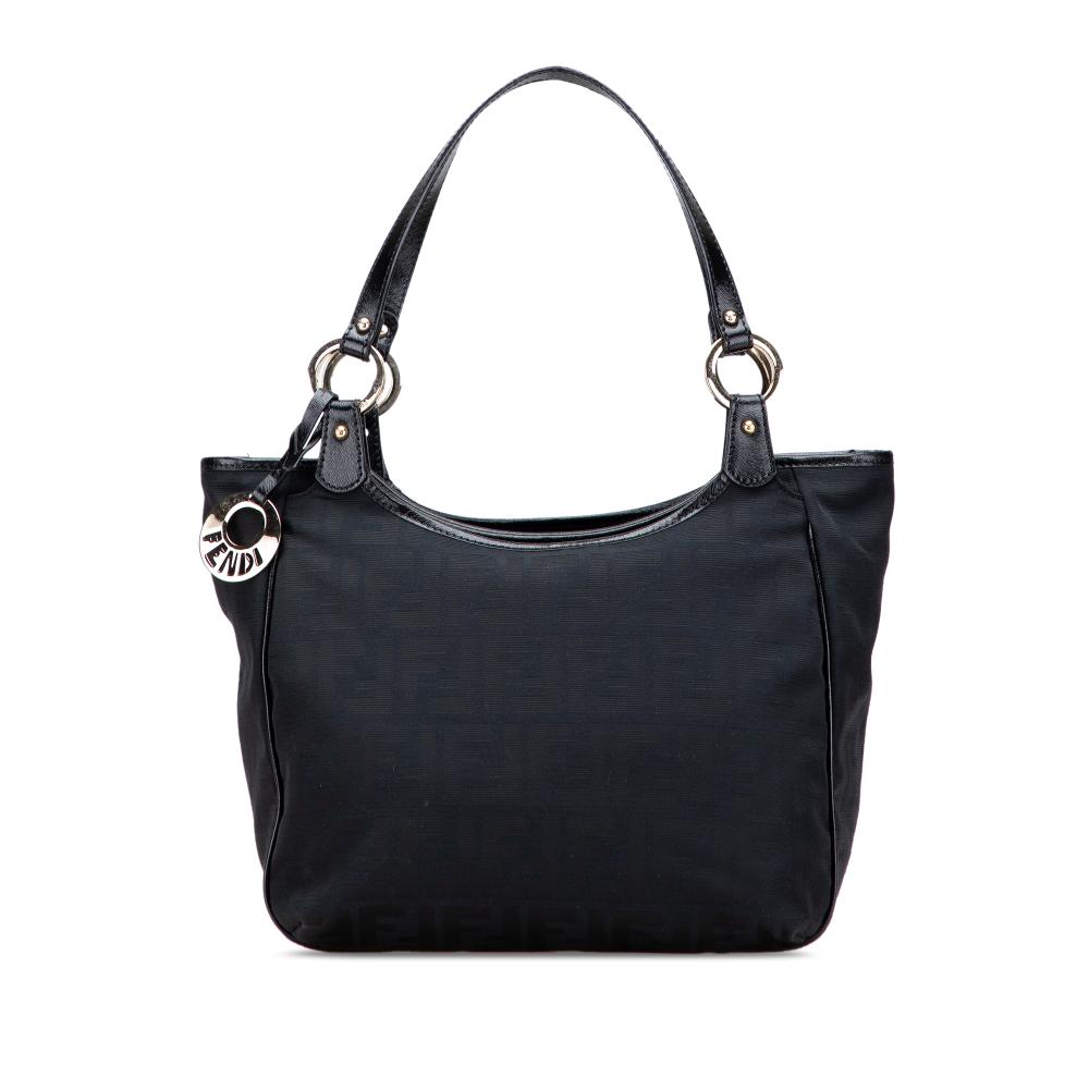 Fendi B Fendi Black Canvas Fabric Zucca Chef Tote Italy