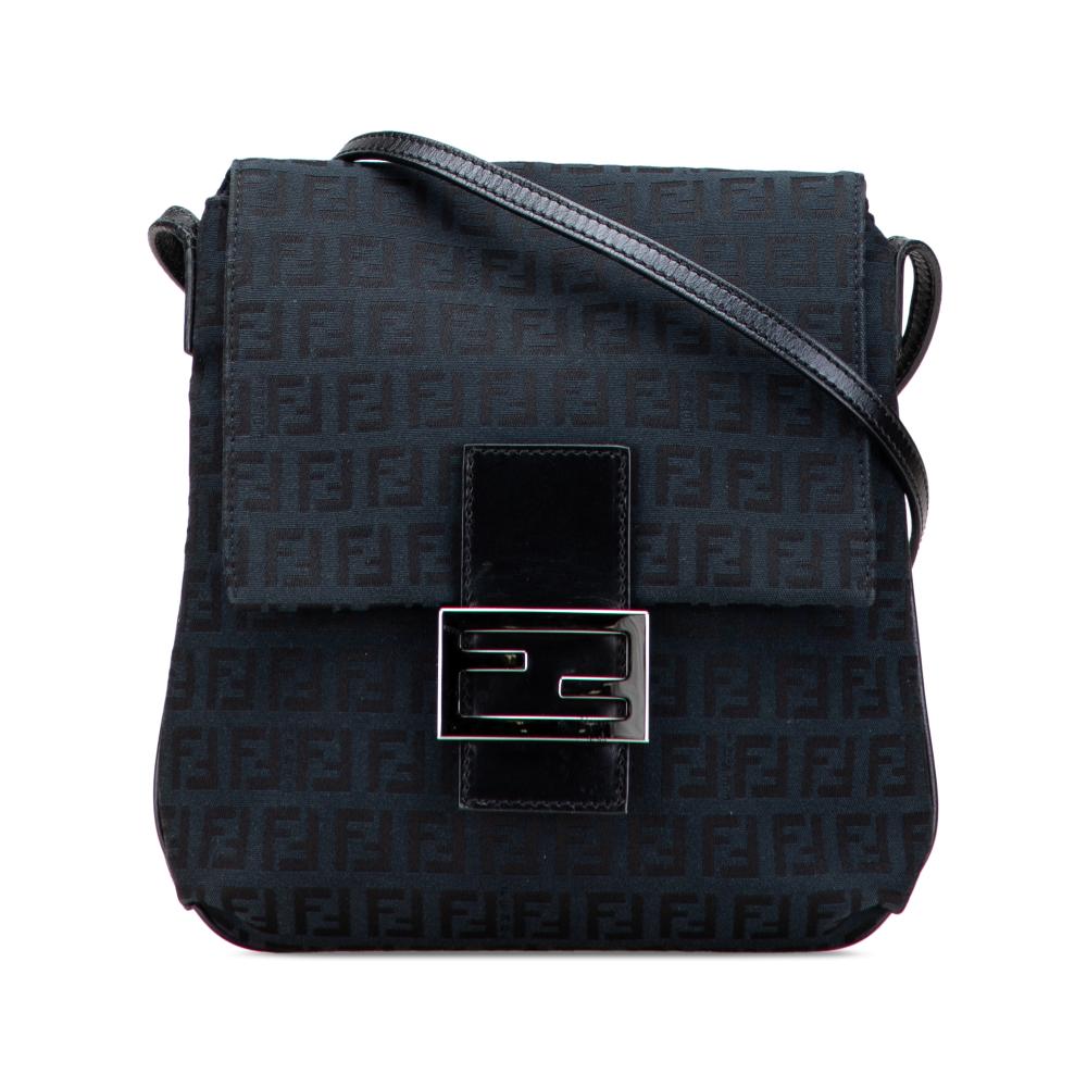Fendi B Fendi Blue Navy Canvas Fabric Zucchino Crossbody Italy