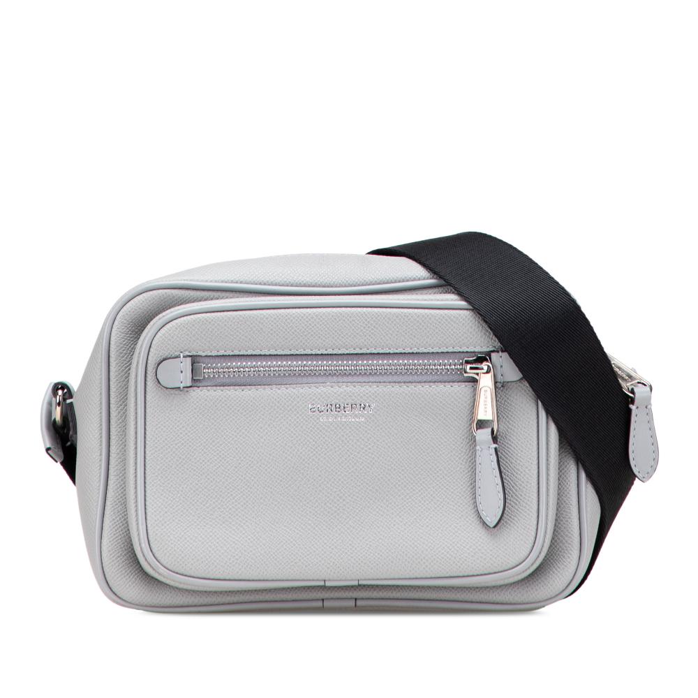 Burberry B Burberry Gray Calf Leather Logo Cloud Crossbody Italy