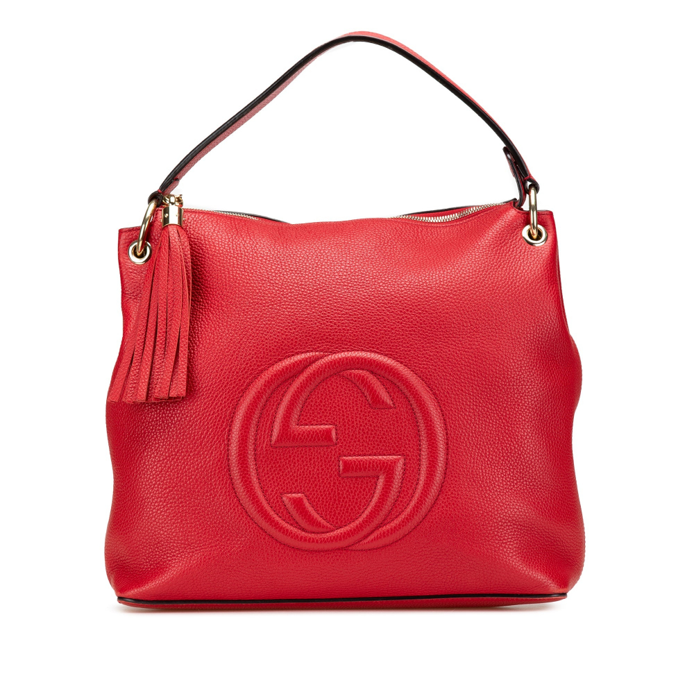 Gucci Soho Zipper Closure Leather 2-Ways Hobo Crossbody Red