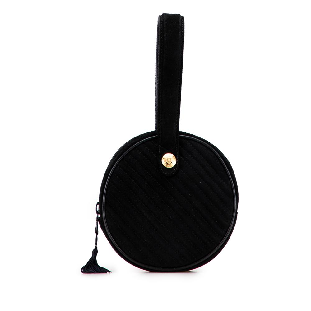 Celine B Celine Black Suede Leather Round Tassel Handbag Italy