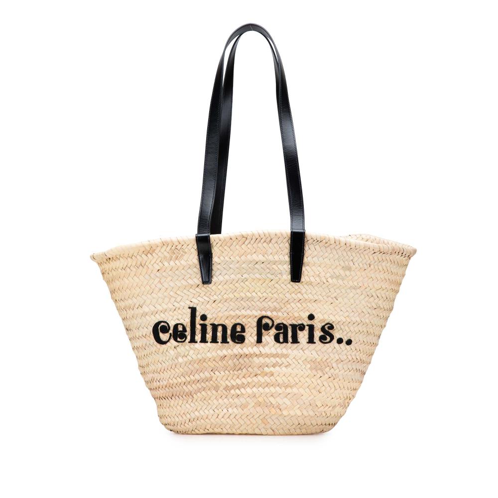 Celine B Celine Brown Beige Raffia Natural Material Classic Panier Tote Morocco