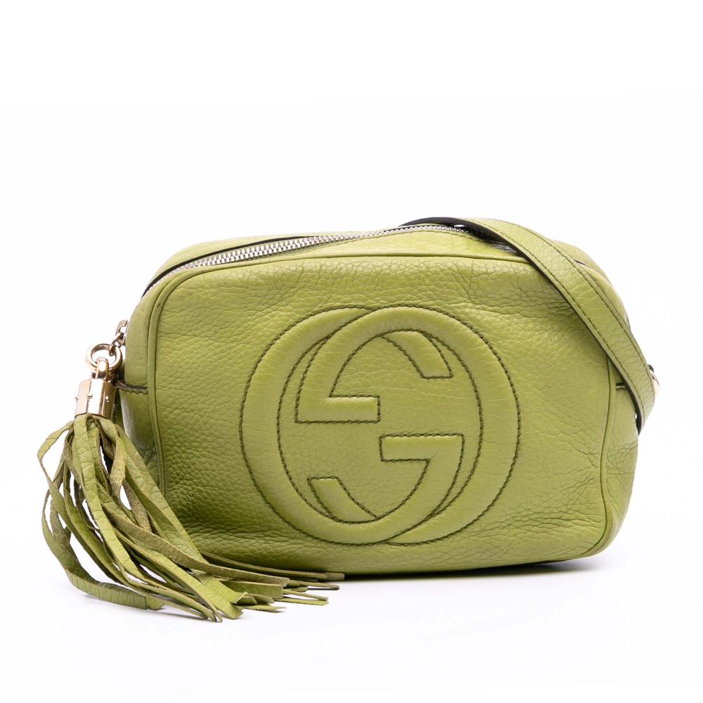 Gucci B Gucci Green Lime Calf Leather Soho Disco Crossbody Italy