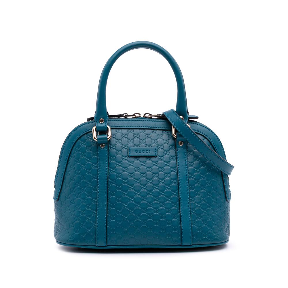 Gucci AB Gucci Blue Turquoise Calf Leather Mini Microguccissima Dome Satchel Italy