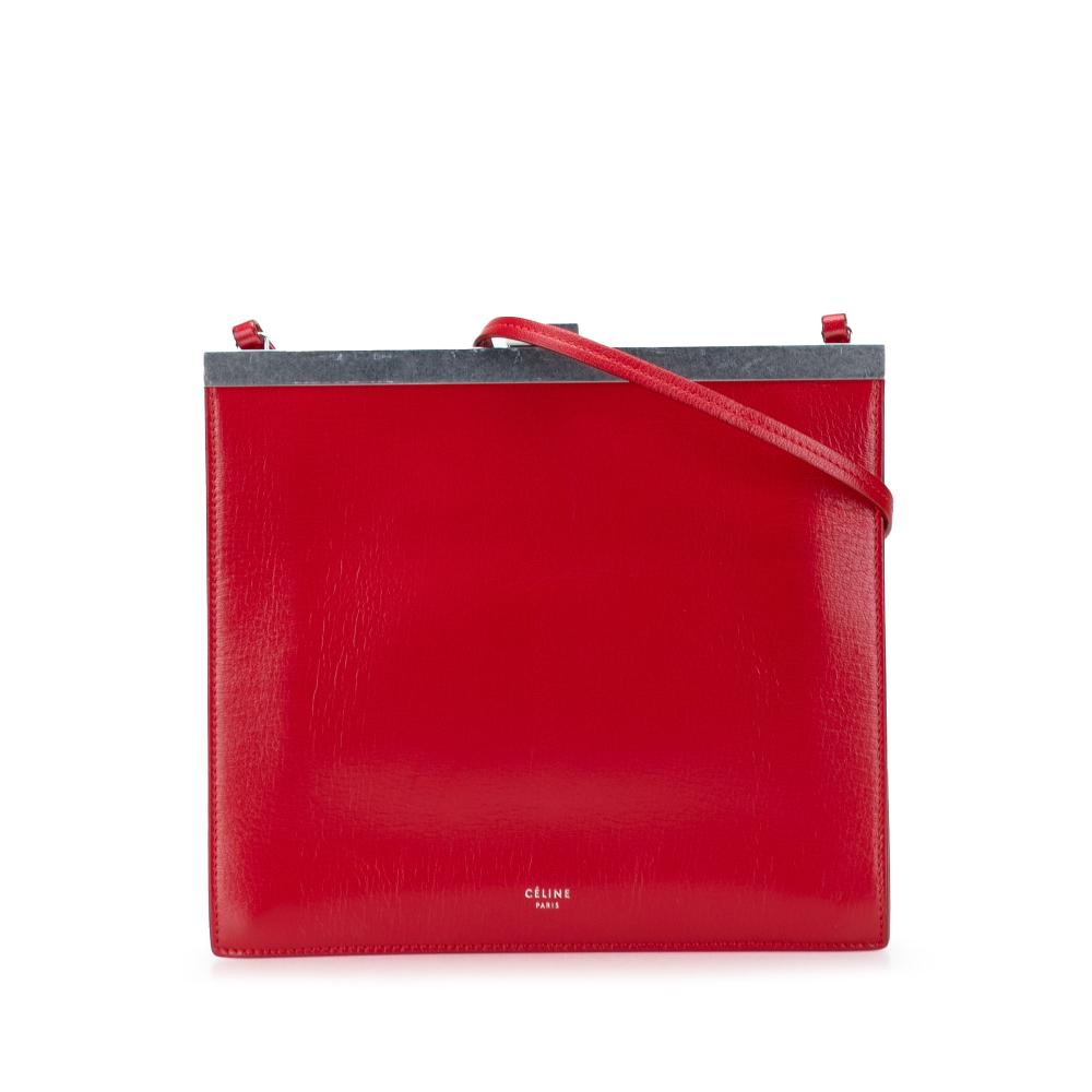 Celine B Celine Red Calf Leather Mini Clasp Crossbody Italy
