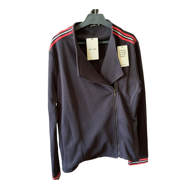 saint and sofia Cotton Biker Jacket - Navy Stripe