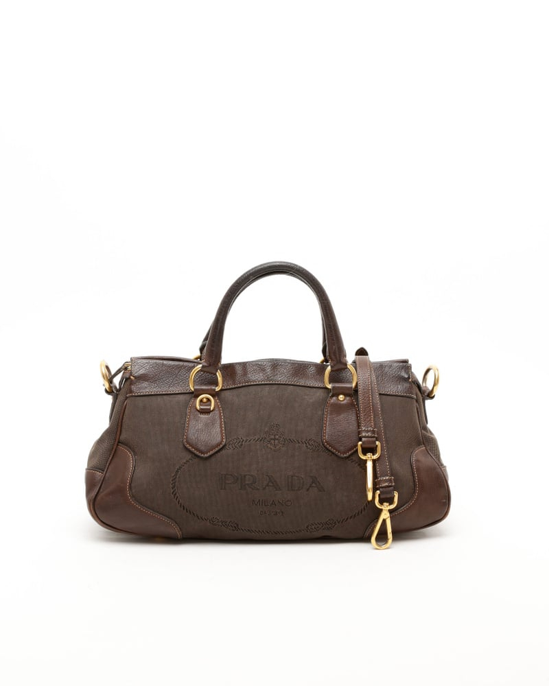 Prada Jaquard Logo Handbag