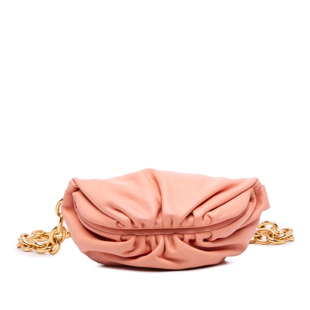 Bottega Veneta B Bottega Veneta Pink Blush Lambskin Leather Leather Lambskin Belt Chain Pouch Italy