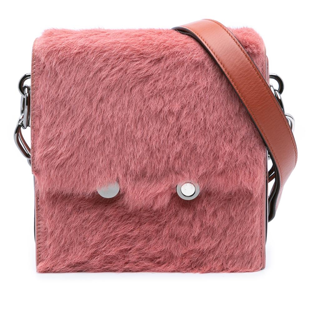 Marni AB Marni Pink Fur Natural Material Shearling Chain Crossbody Italy
