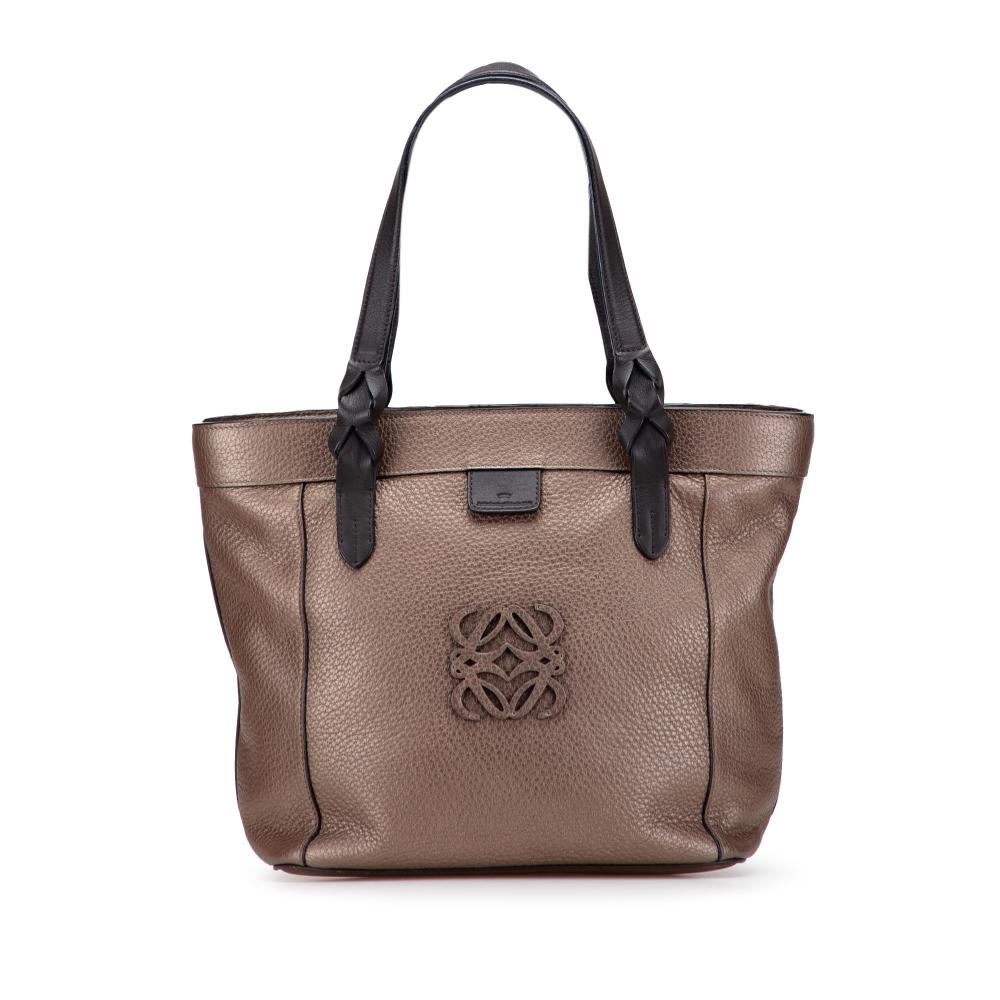 Loewe B LOEWE Brown Bronze Calf Leather Anagram Fusta Tote Spain