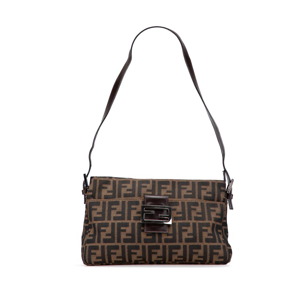 Fendi B Fendi Brown Canvas Fabric Zucca Shoulder Bag Italy