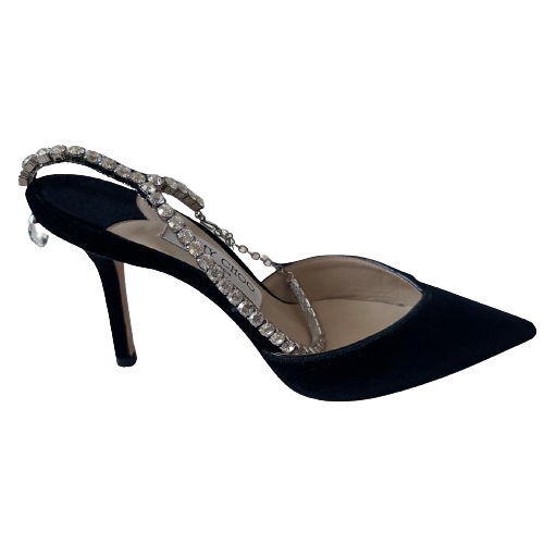 Jimmy Choo Escarpins en daim noir avec ornements en cristal 85