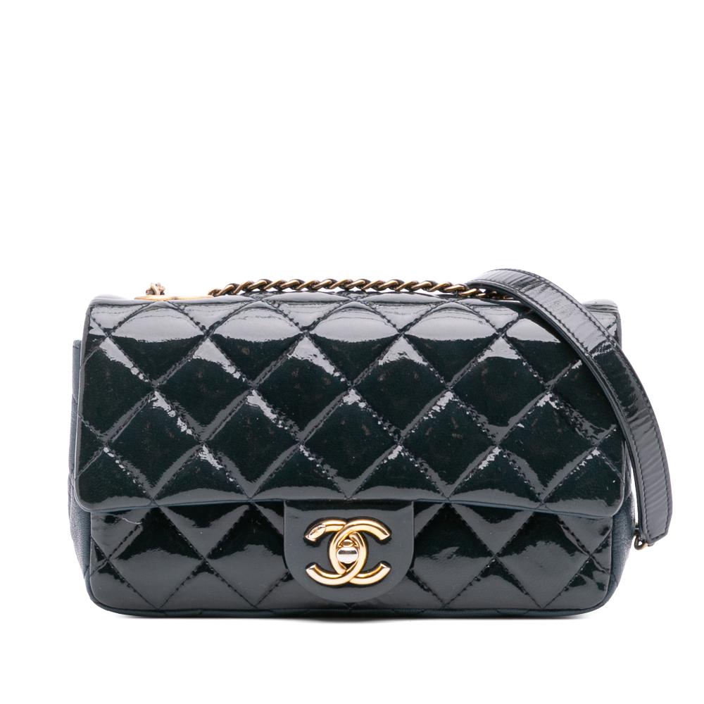 Chanel Blue Paris-Salzburg Small Patent and Goatskin CC Eyelet Flap Italy