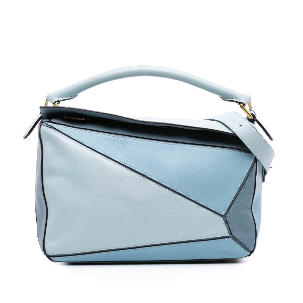 Loewe B LOEWE Blue Light Blue Calf Leather Medium Tricolor skin Puzzle Satchel Spain