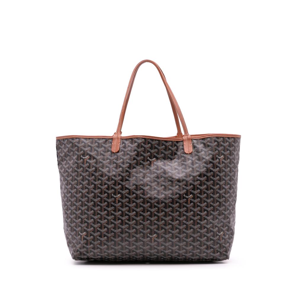 Goyard B Goyard Black with Brown Coated Canvas Fabric Goyardine Saint Louis GM France