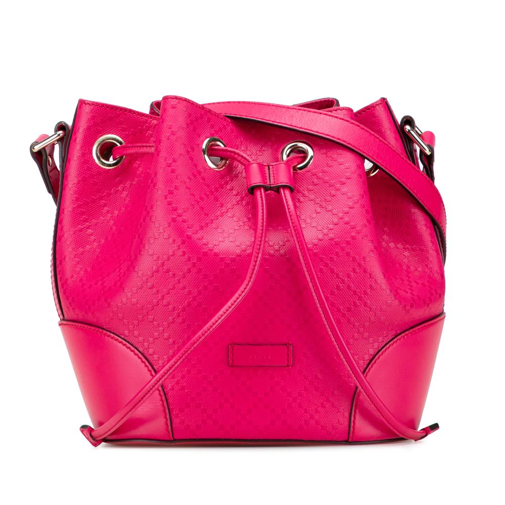 Gucci B Gucci Pink Hot Pink Calf Leather Diamante Bright Bucket Bag Italy