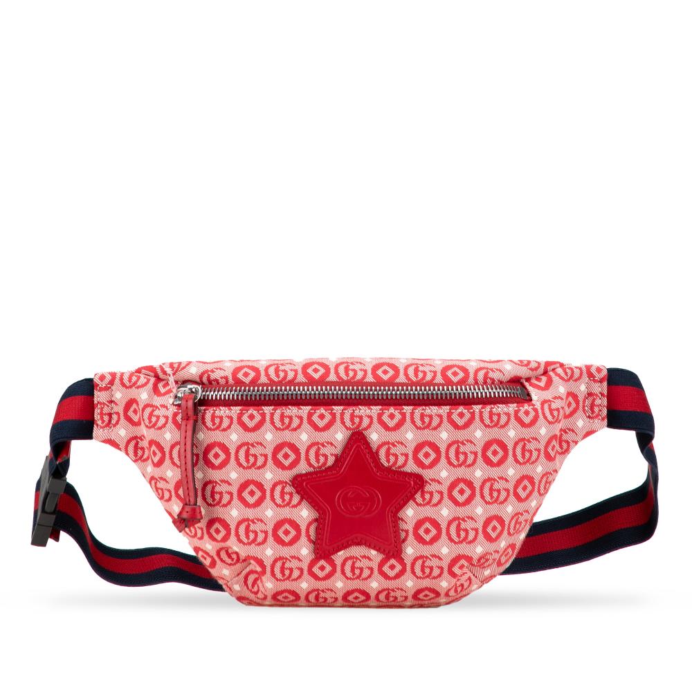 Gucci AB Gucci Red Canvas Fabric Kids GG Supreme Stars Web Belt Bag Italy