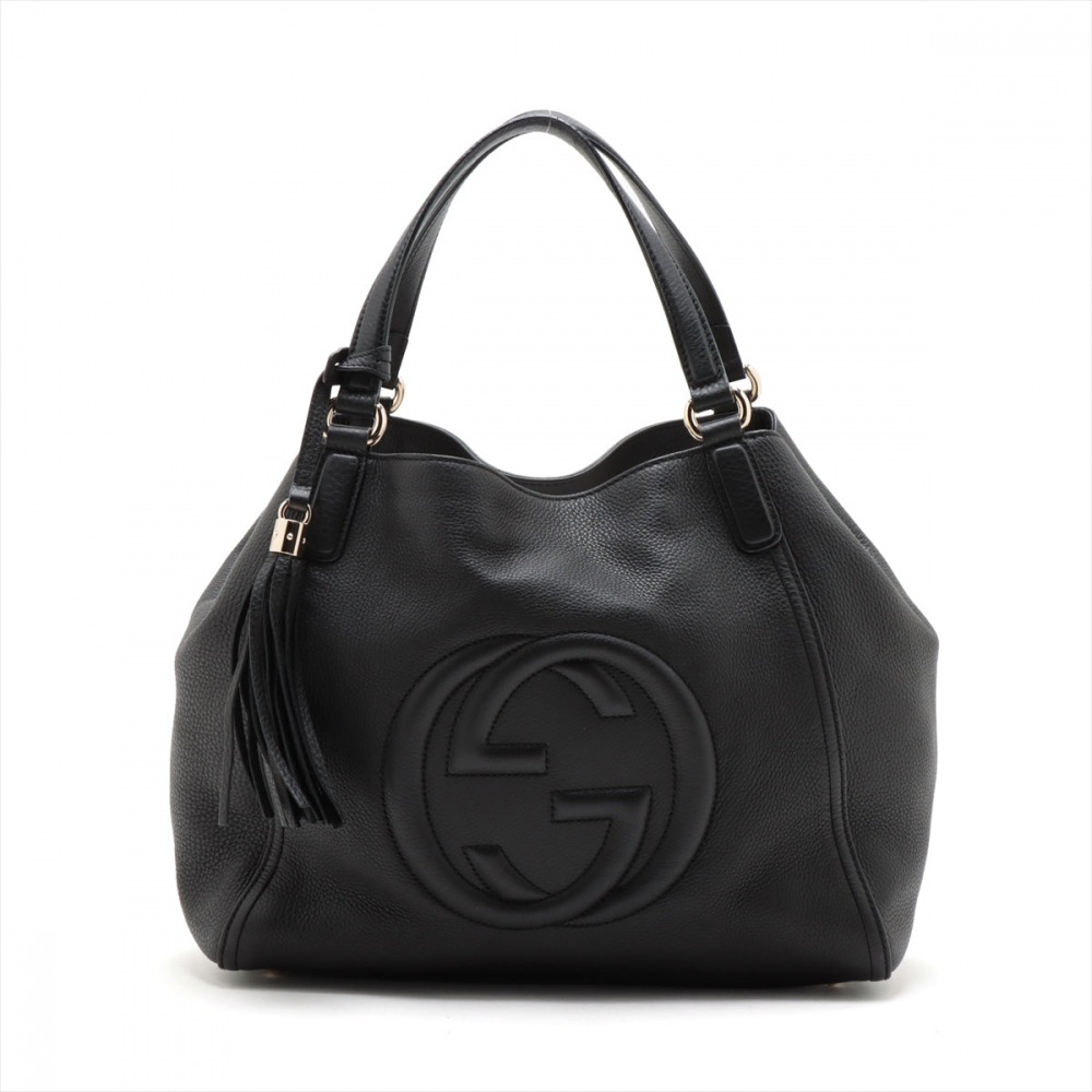 Gucci Soho Medium Leather Hobo Shoulder Bag Black