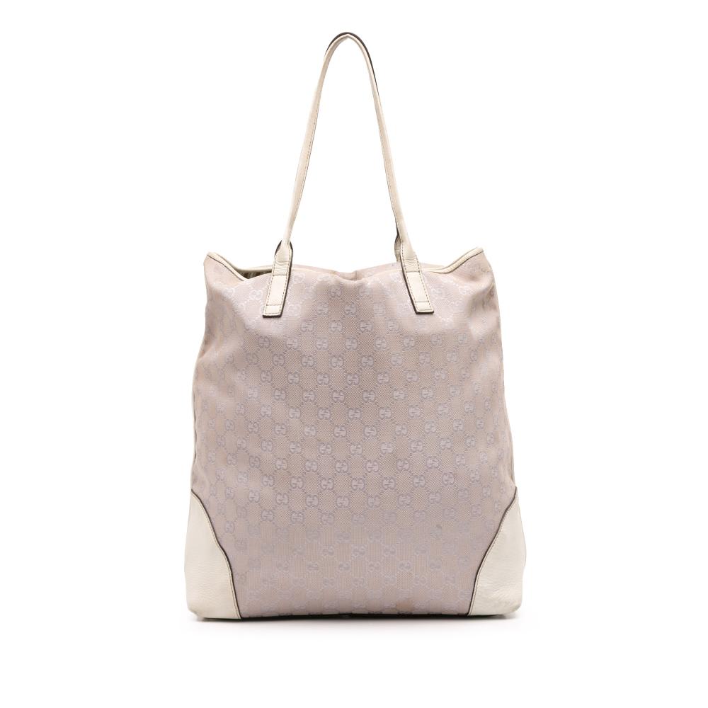 Gucci B Gucci Gray with White Canvas Fabric GG Tote Italy
