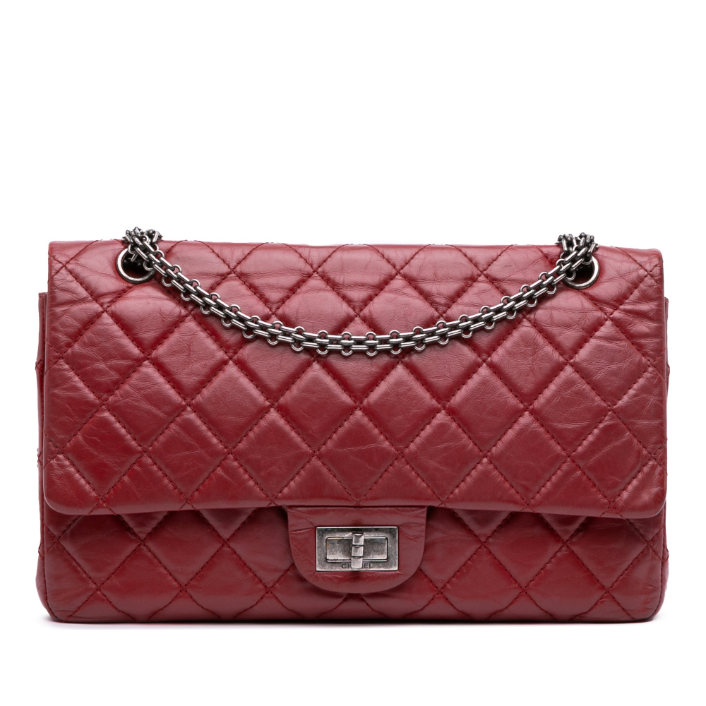 Chanel 2.55 Reissue Maxi Lambskin Leather Matelassè Flap Shoulder Bag Red