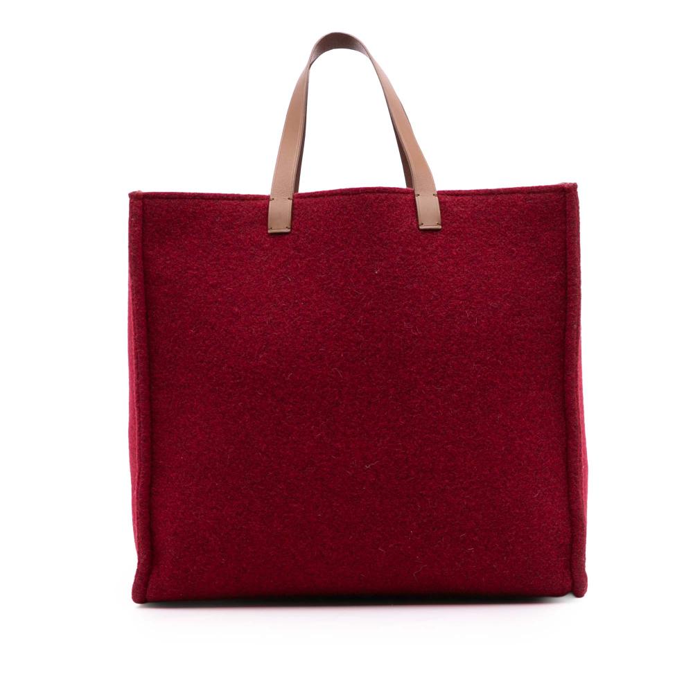 Fendi B Fendi Red Wool Fabric Felt Shopping Tote Italy