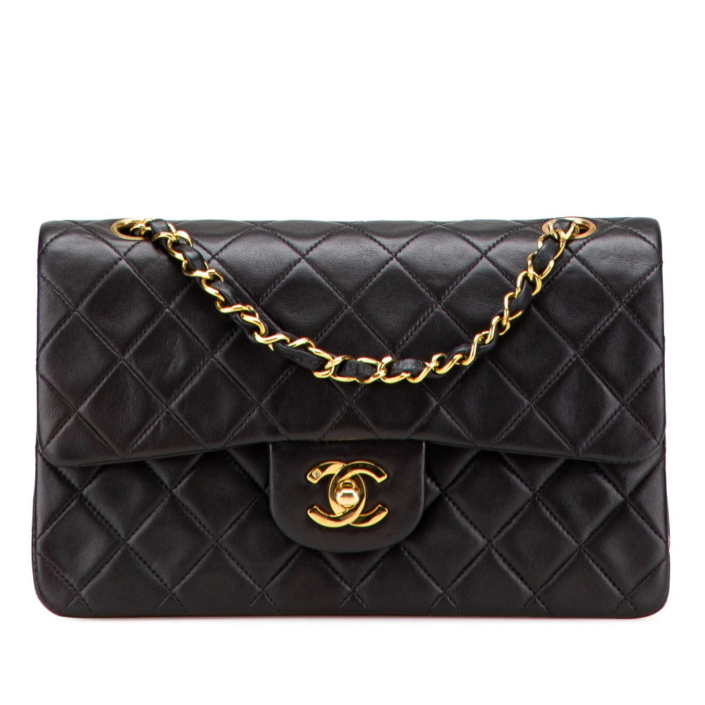 Chanel Classic Double Flap Small Matelassè Lambskin Flap Shoulder Bag Black
