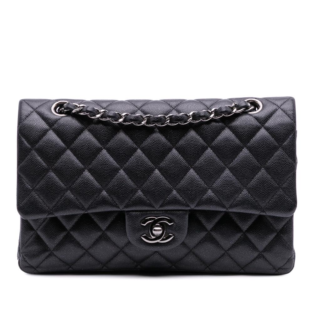 Chanel AB Chanel Black Caviar Leather Leather Medium Classic Caviar Double Flap France
