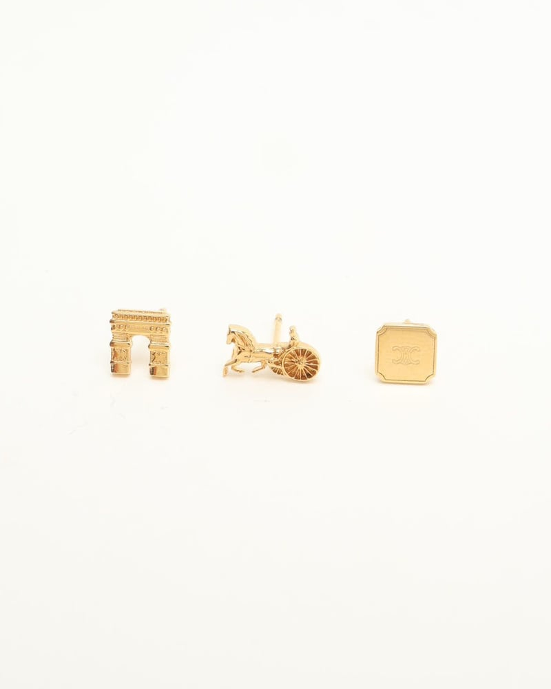 Celine Céline 3-piece set, Horse Carriage, Triomphe and Logo Earrings