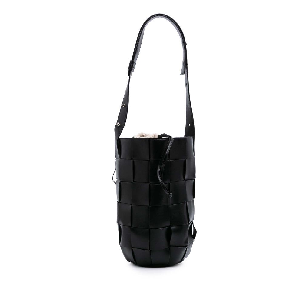 Bottega Veneta B Bottega Veneta Black Nappa Leather Leather Nappa Intrecciato Casette Lantern Bucket Italy