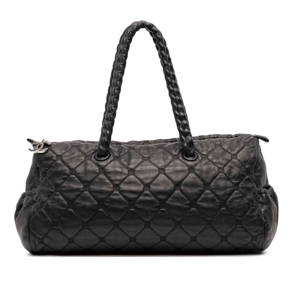 Chanel B Chanel Black Lambskin Leather Leather Quilted Lambskin Hidden Chain Bowler Bag Italy