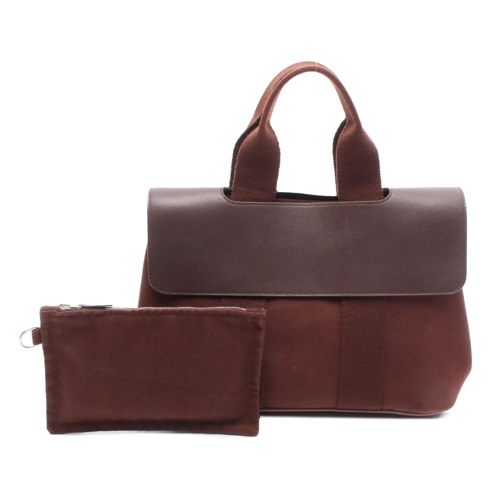 Hermès AB Hermès Brown Dark Brown Canvas Fabric Toile and Swift Valparaiso PM France