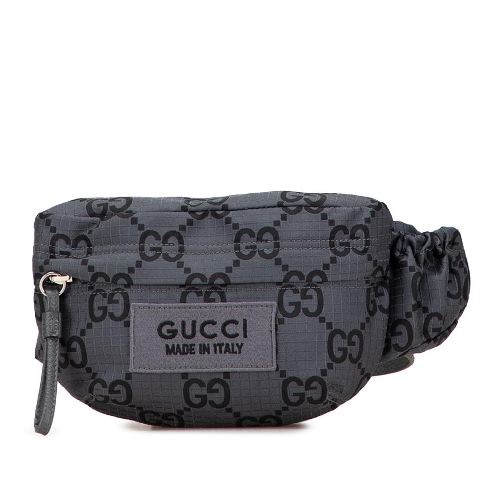 Gucci AB Gucci Gray Nylon Fabric GG Ripstop Belt Bag Italy