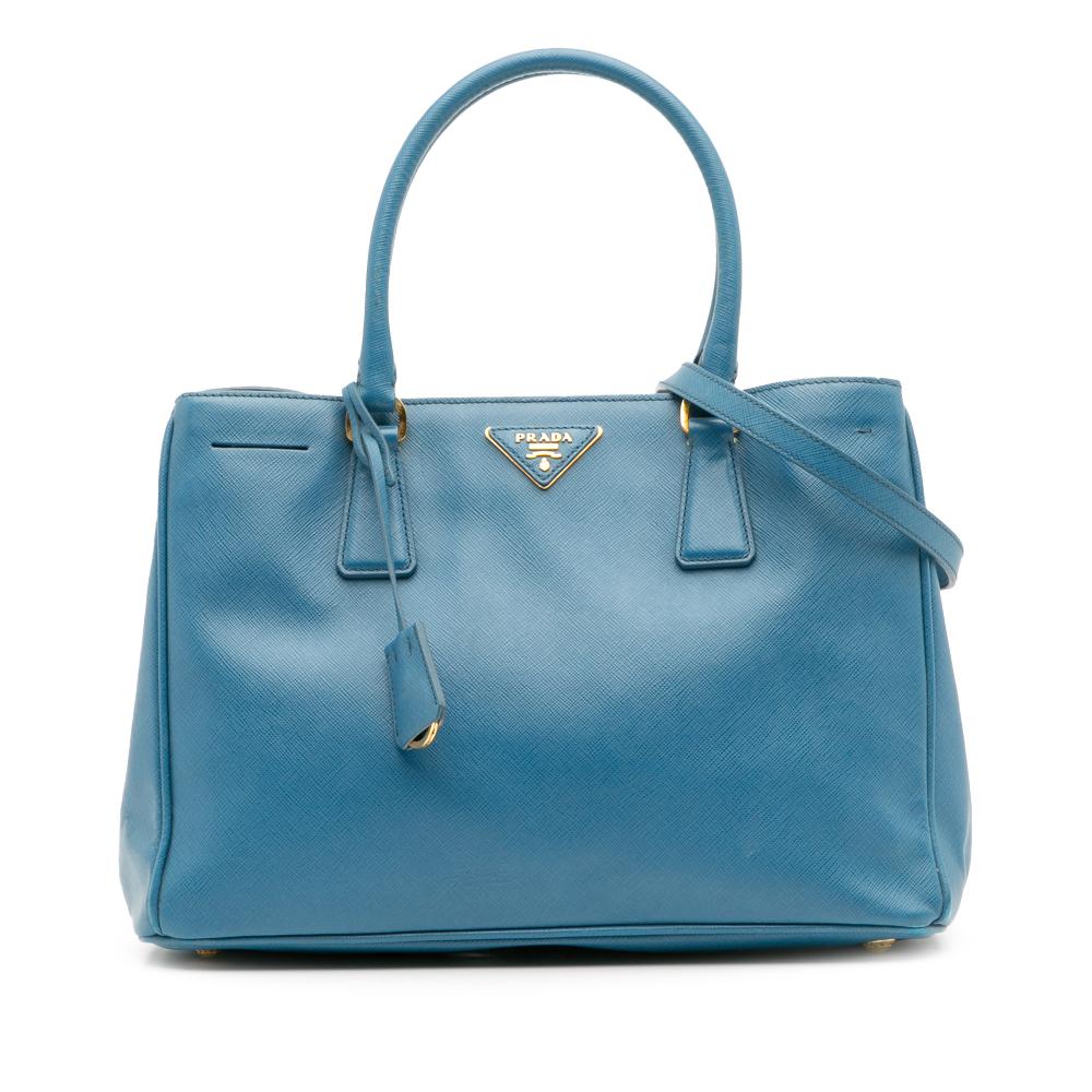 Prada B Prada Blue Saffiano Leather Medium Lux Galleria Satchel Italy