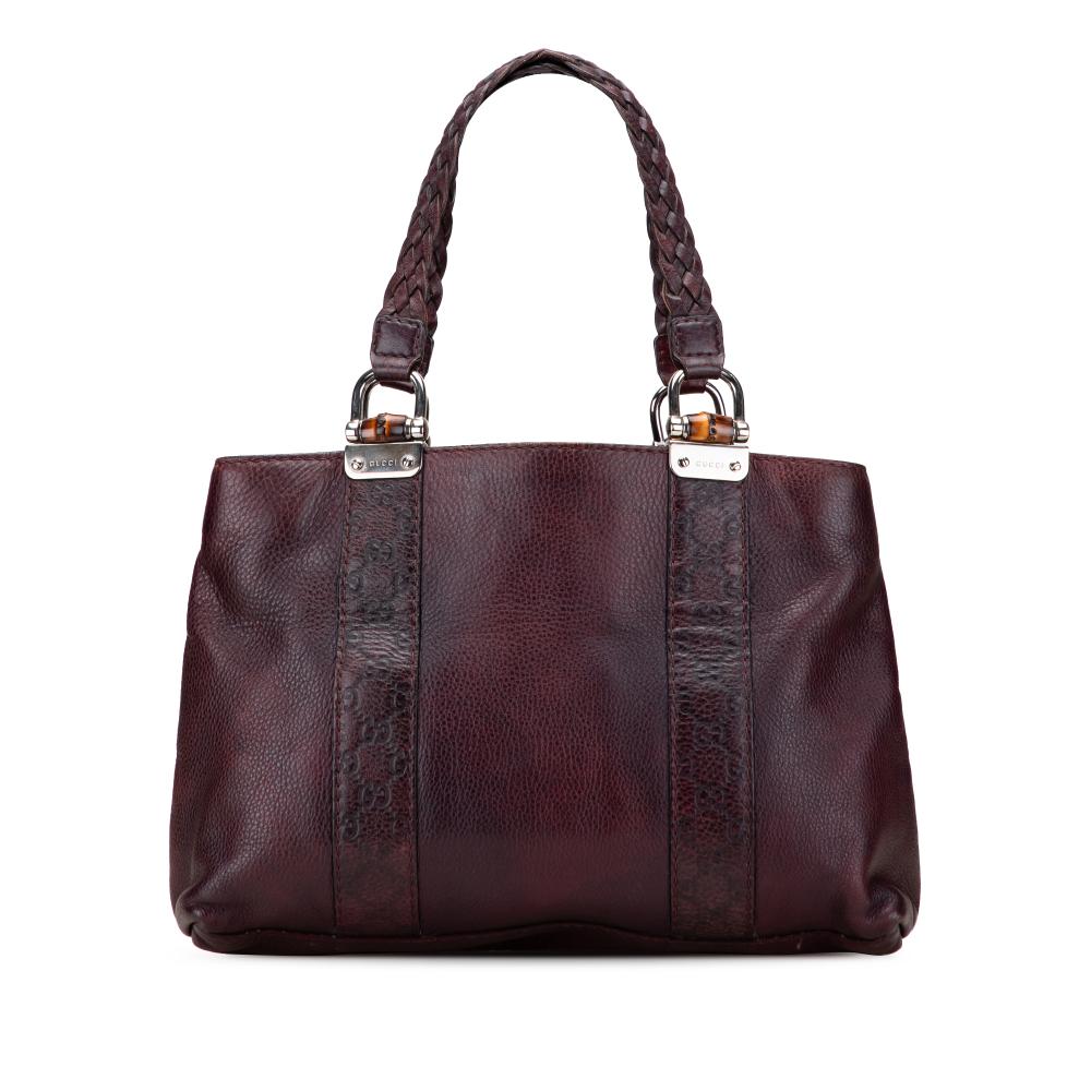 Gucci B Gucci Brown Dark Brown Calf Leather Guccissima Trimmed Bamboo Libeccio Tote Italy