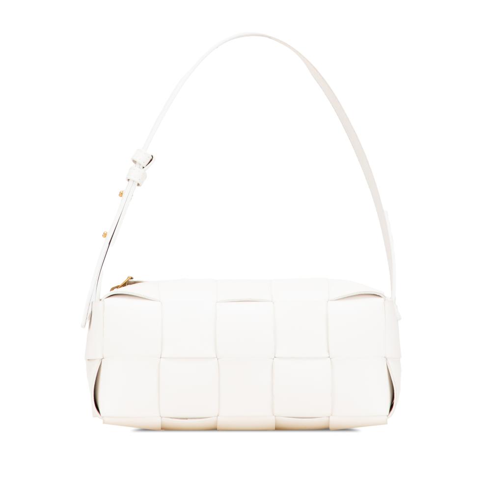 Bottega Veneta B Bottega Veneta White Lambskin Leather Leather Small Lambskin Intrecciato Brick Cassette Italy