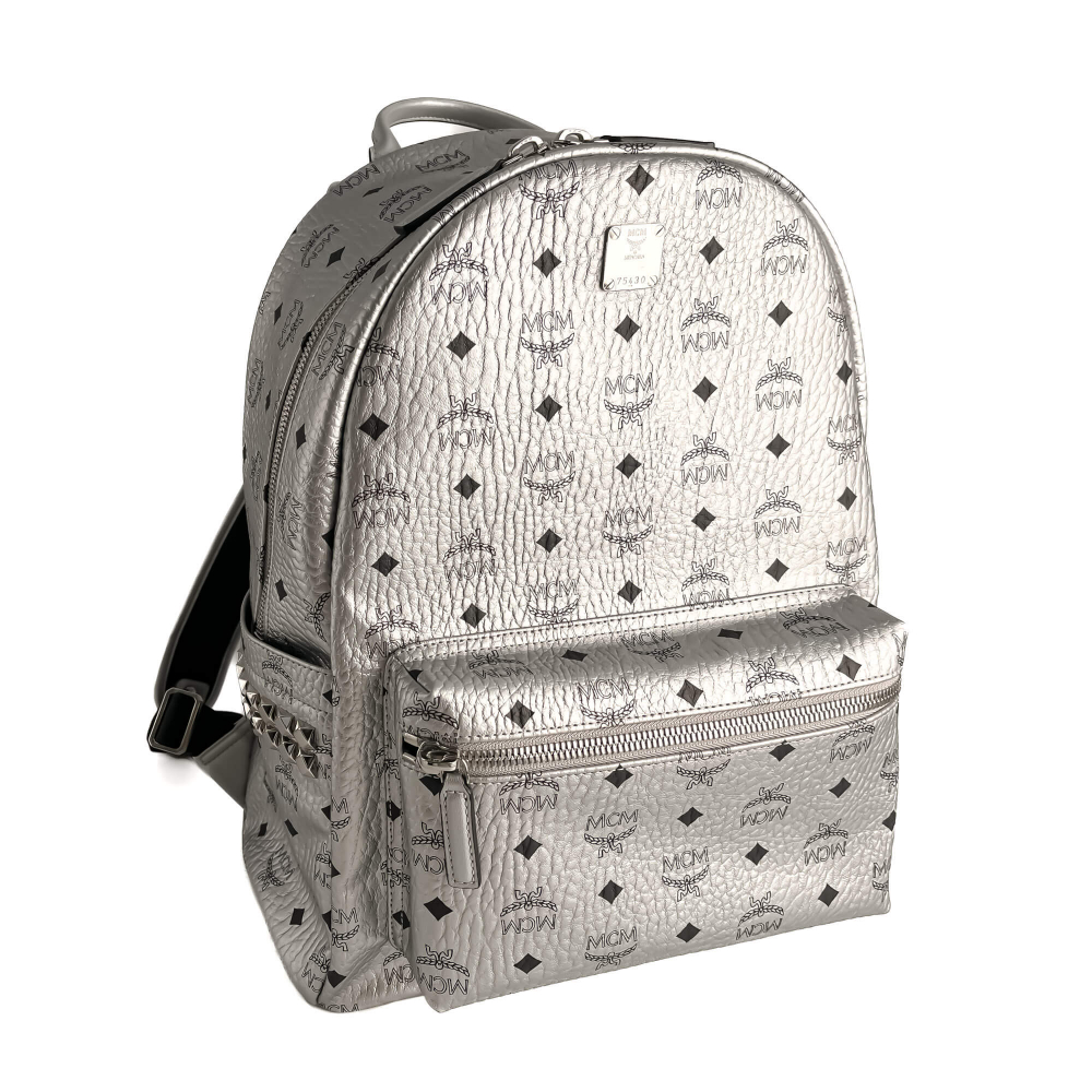 MCM Stark Medium Visetos Canvas Backpack Metallic