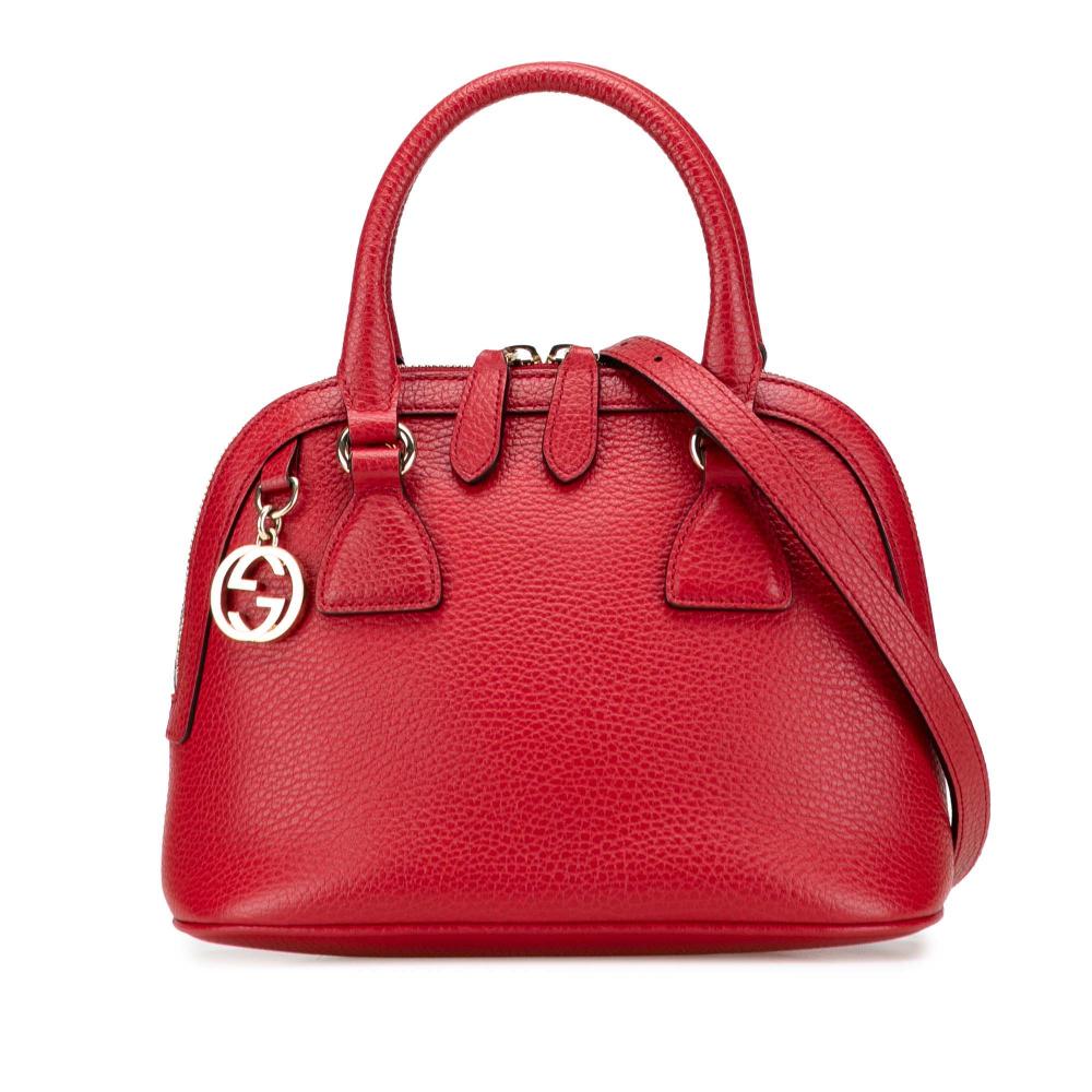 Gucci AB Gucci Red Calf Leather Mini GG Charm Dome Satchel Italy