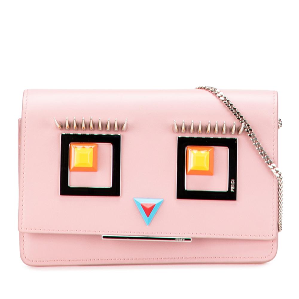 Fendi AB Fendi Pink Calf Leather Hypnoteyes Wallet on Chain Italy
