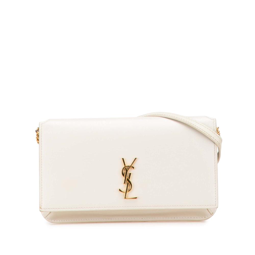Saint Laurent B Saint Laurent White Off White Calf Leather Smooth Cassandre Phone Holder Italy