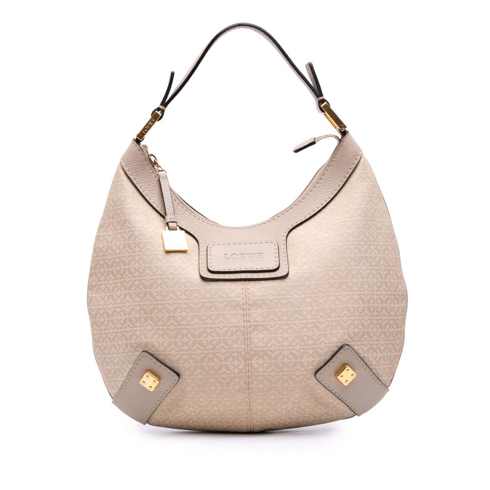 Loewe B LOEWE Brown Beige Canvas Fabric Anagram New Road Hobo China