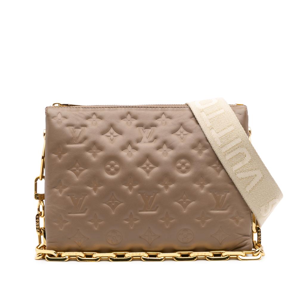Louis Vuitton Brown Monogram Embossed Puffy Lambskin Coussin PM France