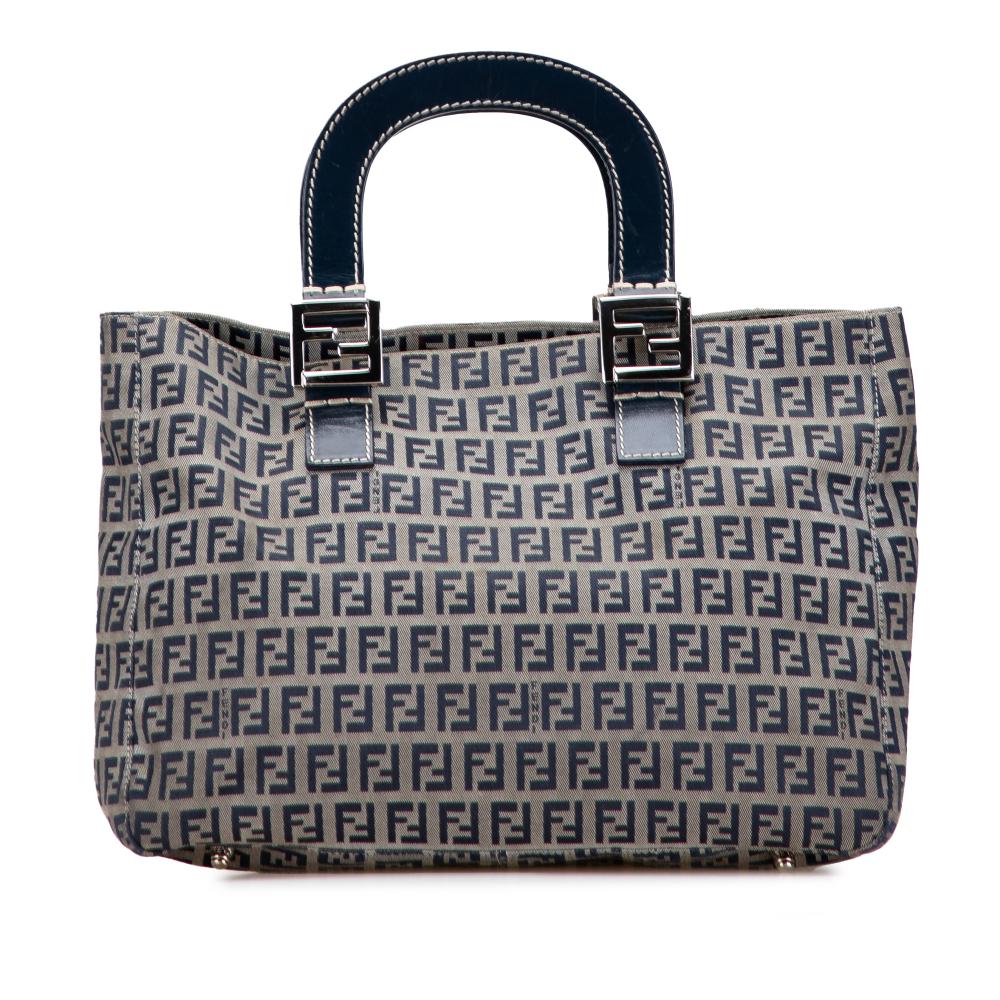 Fendi B Fendi Gray Canvas Fabric Small Zucchino Twins Tote Italy