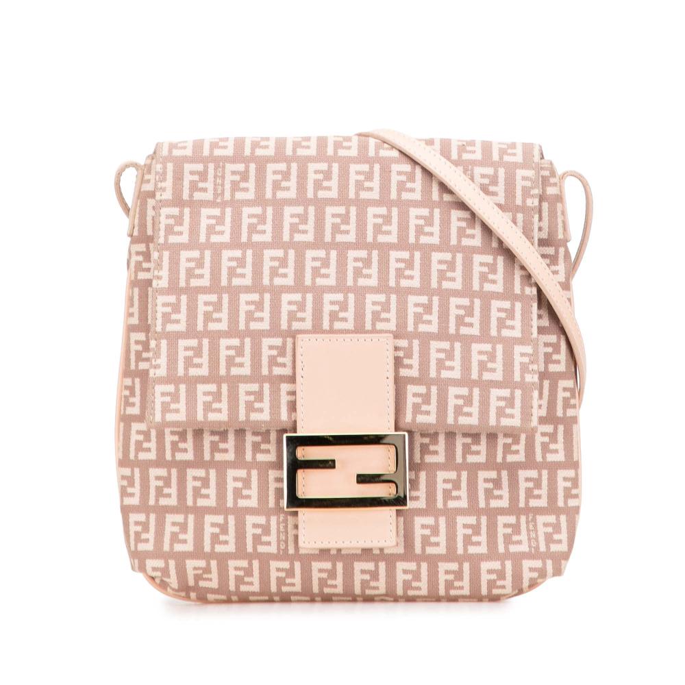 Fendi B Fendi Pink Canvas Fabric Zucchino Crossbody Italy