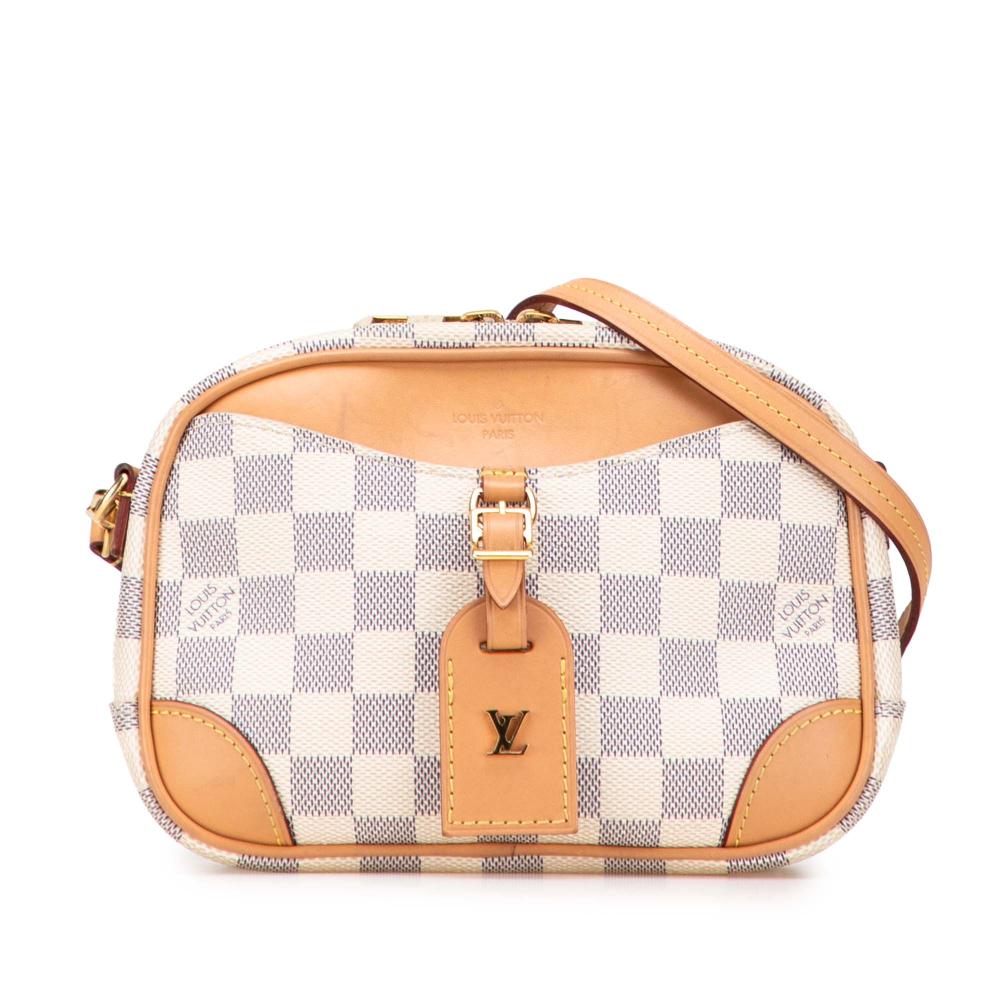 Louis Vuitton B Louis Vuitton White with Blue Damier Canvas Canvas Damier Azur Mini Deauville France