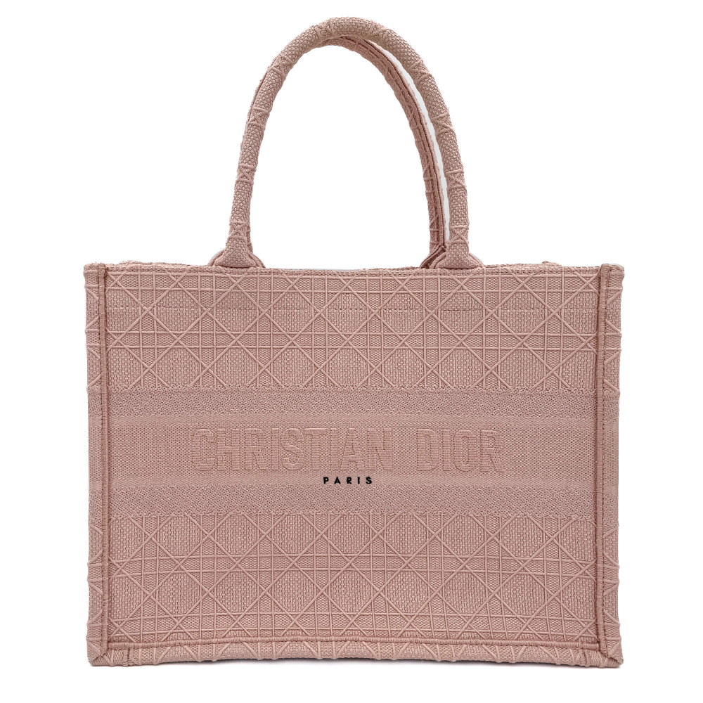 Christian Dior Book Tote Medium Embroidery Canvas Bag Pink