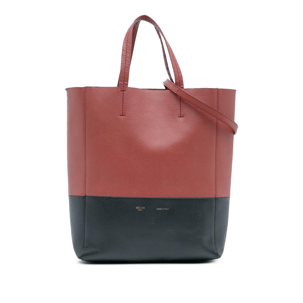 Celine B Celine Red with Black Calf Leather Small Bicolor Vertical Cabas Italy