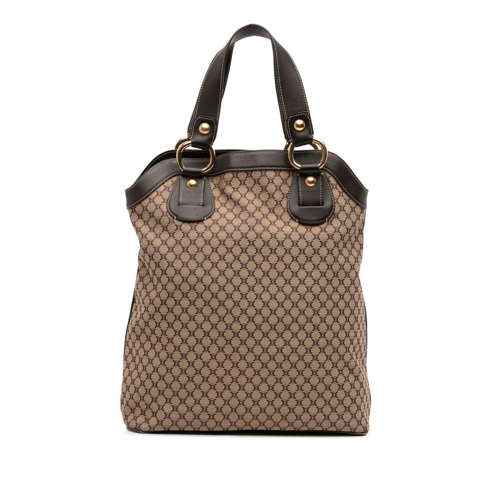 Celine B Celine Brown Beige Canvas Fabric Macadam Tote China