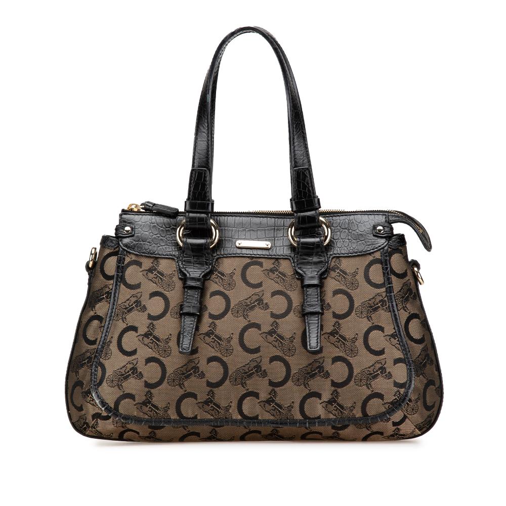 Celine B Celine Brown Light Brown Canvas Fabric C Carriage Satchel China