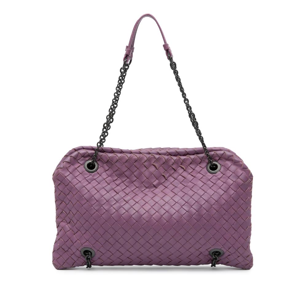 Bottega Veneta B Bottega Veneta Purple Dark Purple Nappa Leather Leather Nappa Intrecciato Duo Shoulder Bag Italy